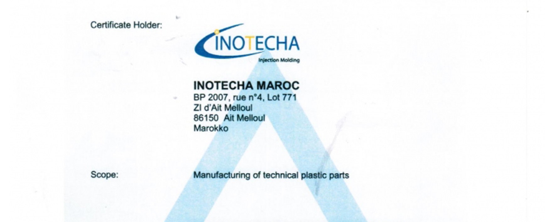 Quality Certification ISO 9001 2008 Inotecha